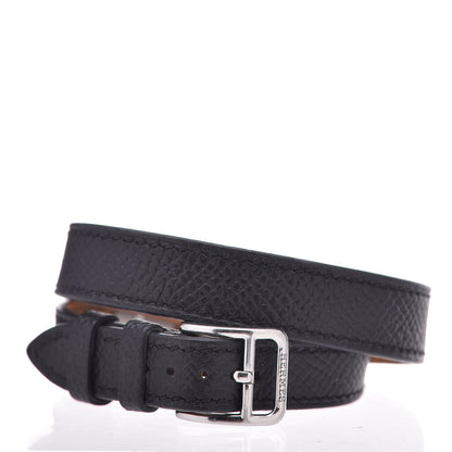 Hermes Stainless Steel Epsom 20mm Kelly Cadena Double Tour Quartz Watch Noir 3 of 6