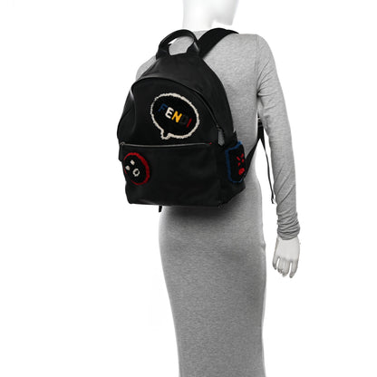 Fendi Nylon Calfskin Shearling Emoticon Backpack Black 2 of 15