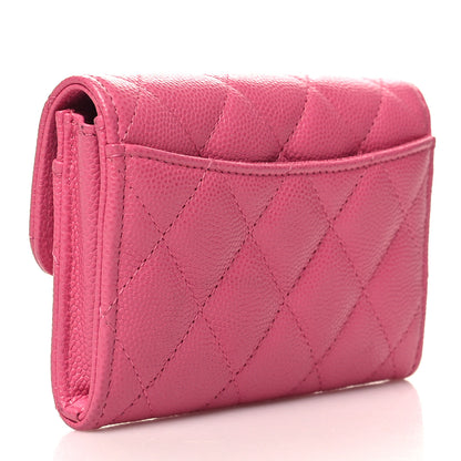 Chanel Caviar Quilted Flap Card Holder Wallet Pink 3 of 9
