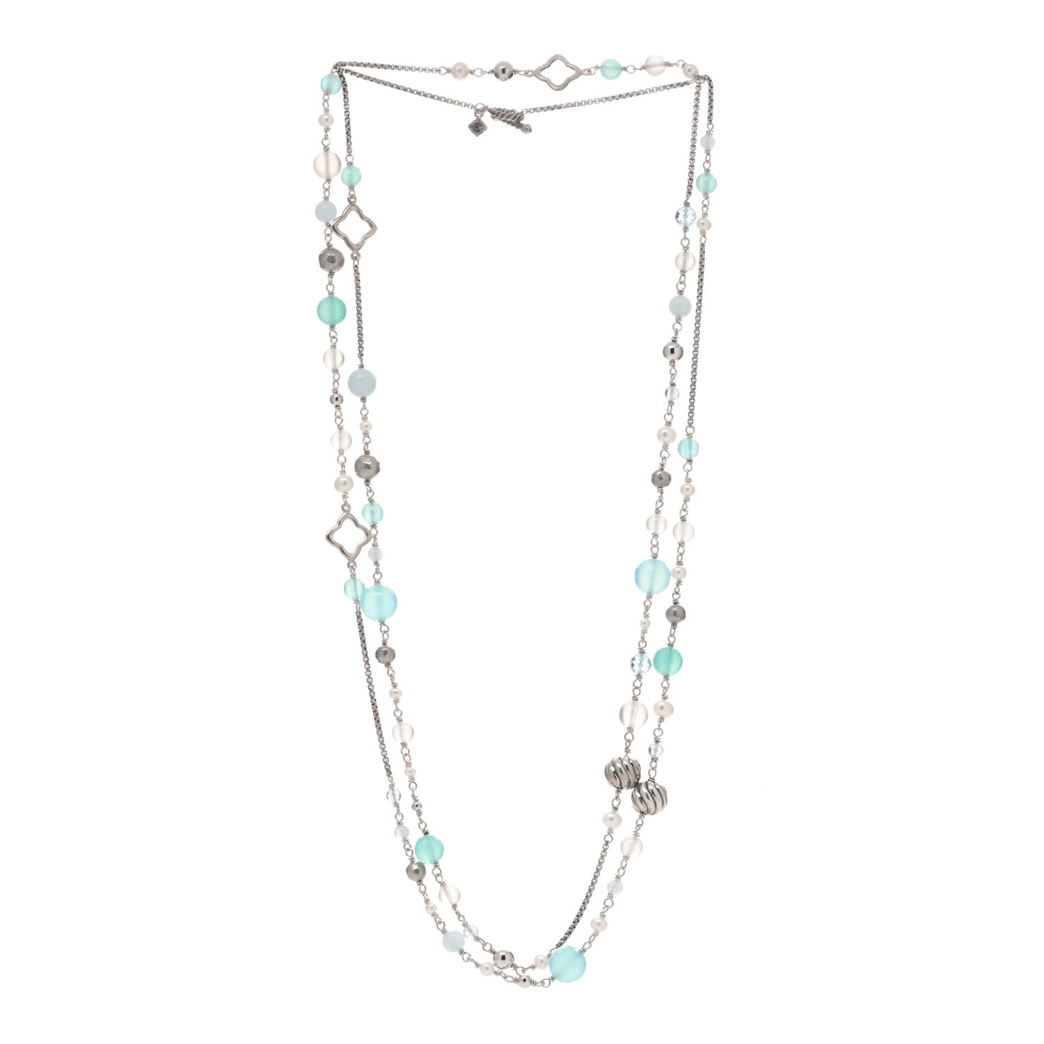 David Yurman Sterling Silver Multi Gemstone Elements Station Necklace 2 of 3