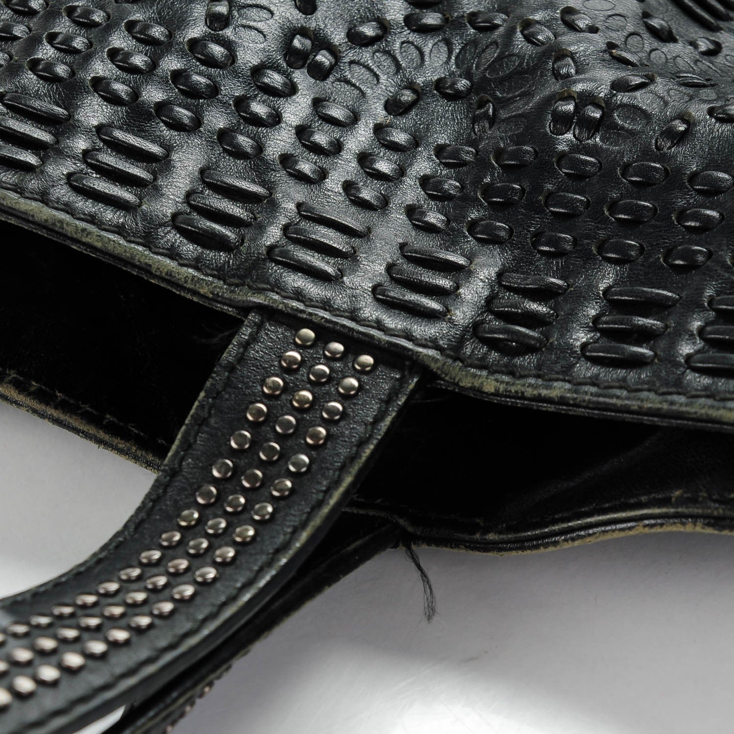 Gucci Calfskin Large Studded Drawstring Bucket Bag Black 10 of 10