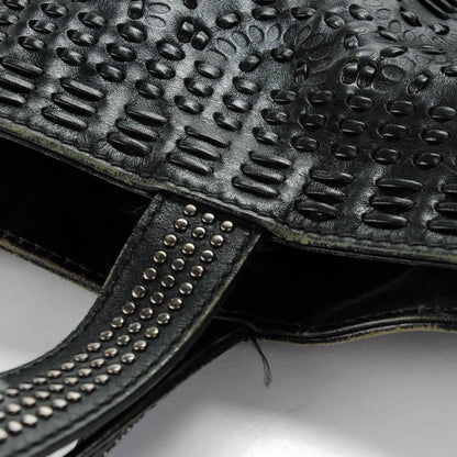 Gucci Calfskin Large Studded Drawstring Bucket Bag Black 10 of 10