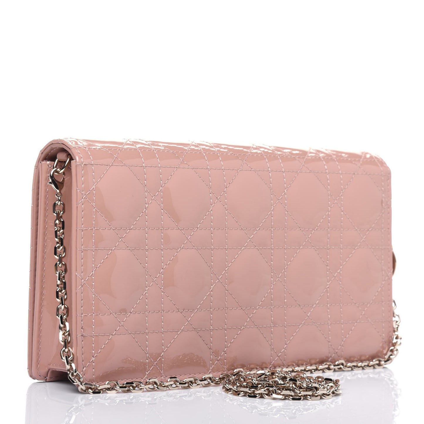 Patent Cannage Lady Dior Convertible Clutch Rose Des Vents