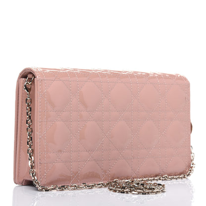 Christian Dior Patent Cannage Lady Dior Convertible Clutch Rose Des Vents 3 of 14