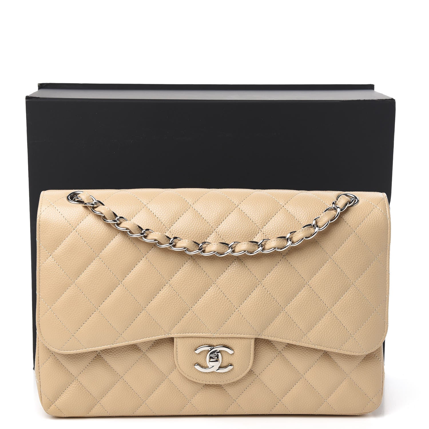 Chanel Caviar Quilted Jumbo Double Flap Light Beige 11 of 11