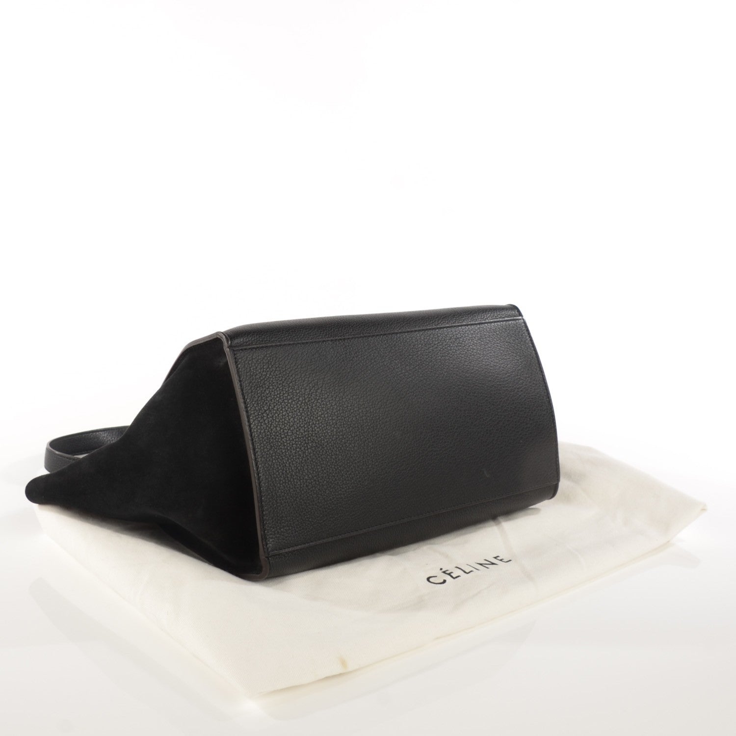 Celine Drummed Calfskin Suede Medium Trapeze Black 4 of 8