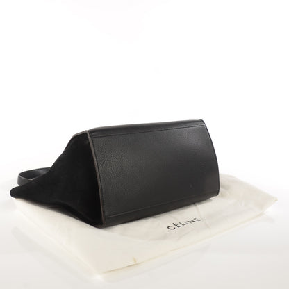 Celine Drummed Calfskin Suede Medium Trapeze Black 4 of 8
