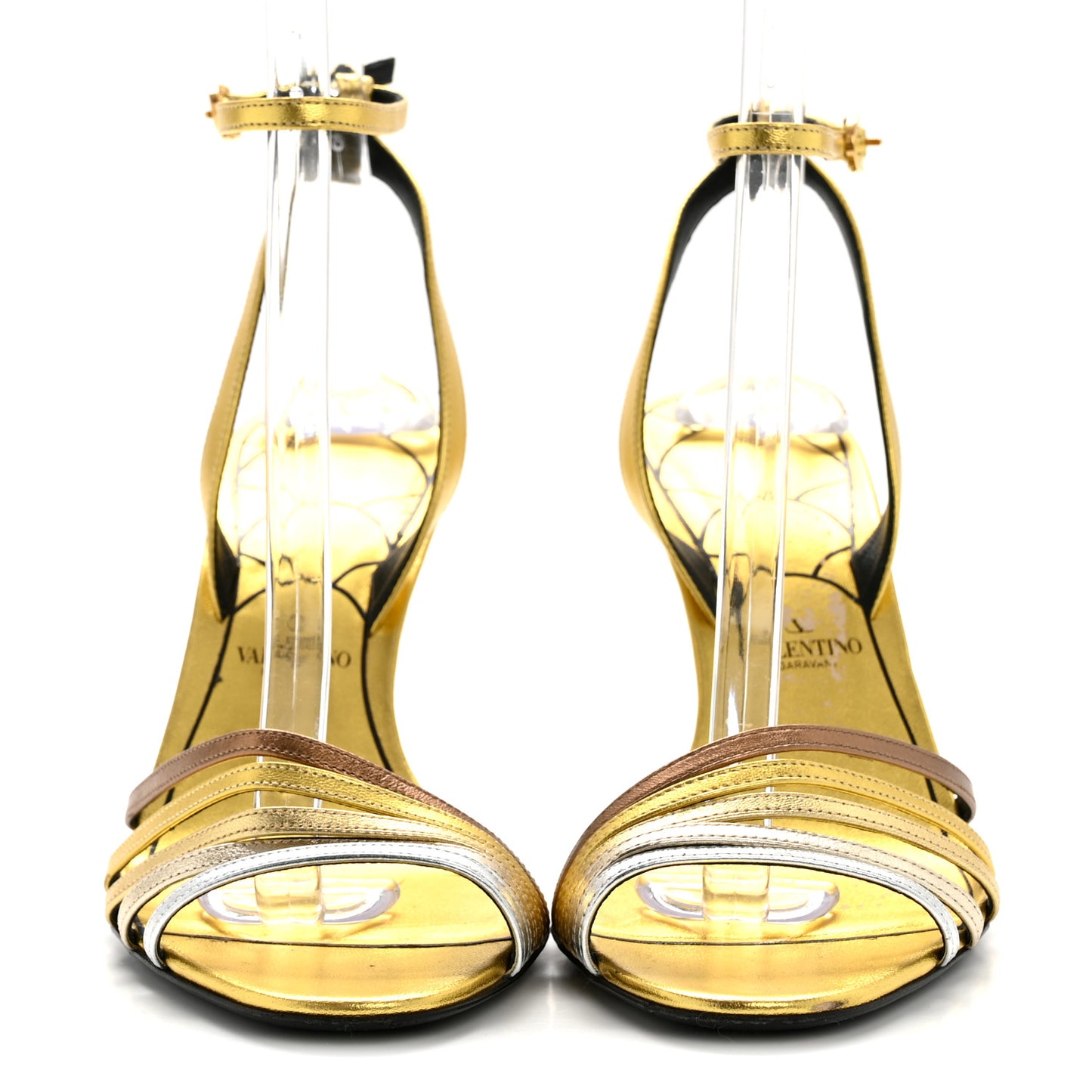 Laminated Nappa Crystal Ladycrush 85mm Sandals 39.5 Multicolor Silver