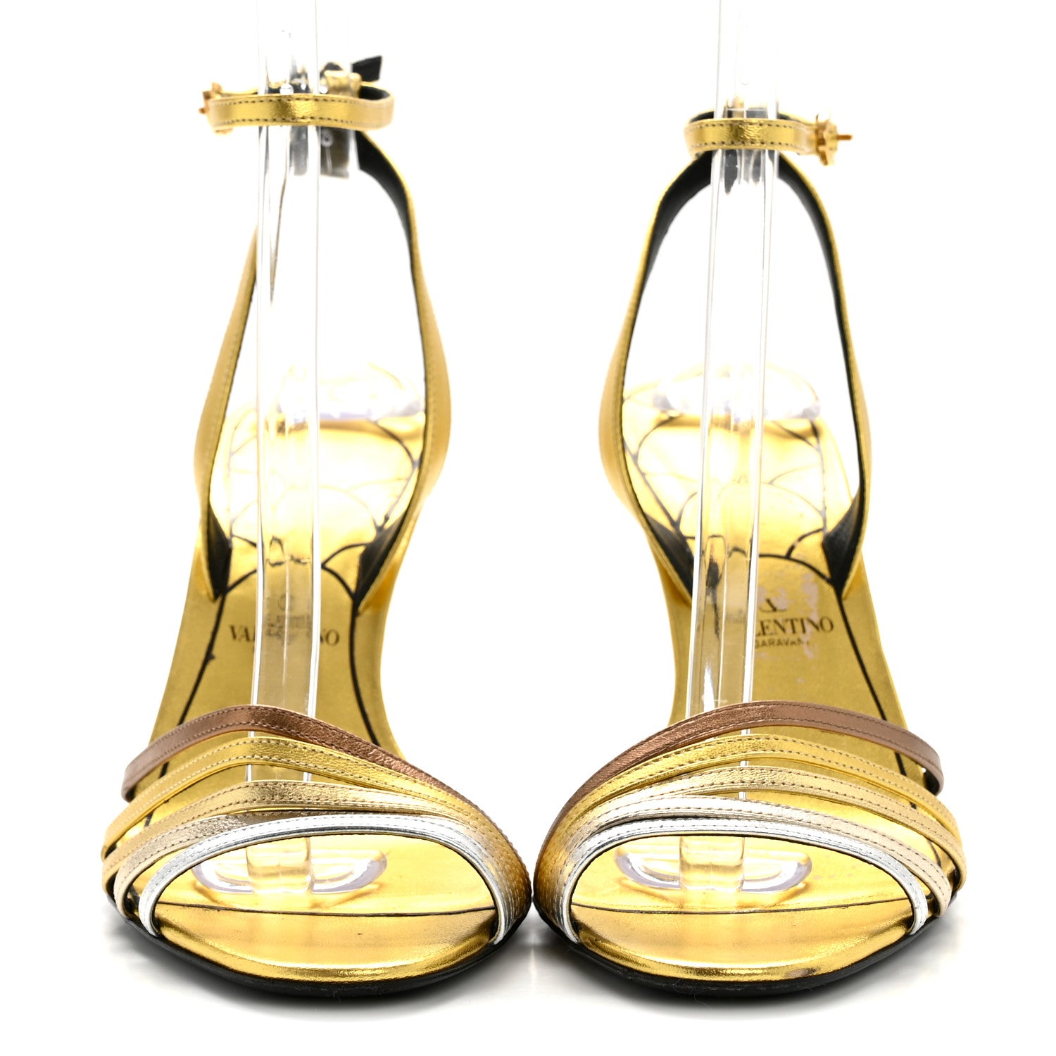 Valentino Garavani Laminated Nappa Crystal Ladycrush 85mm Sandals 39.5 Multicolor Silver 3 of 10
