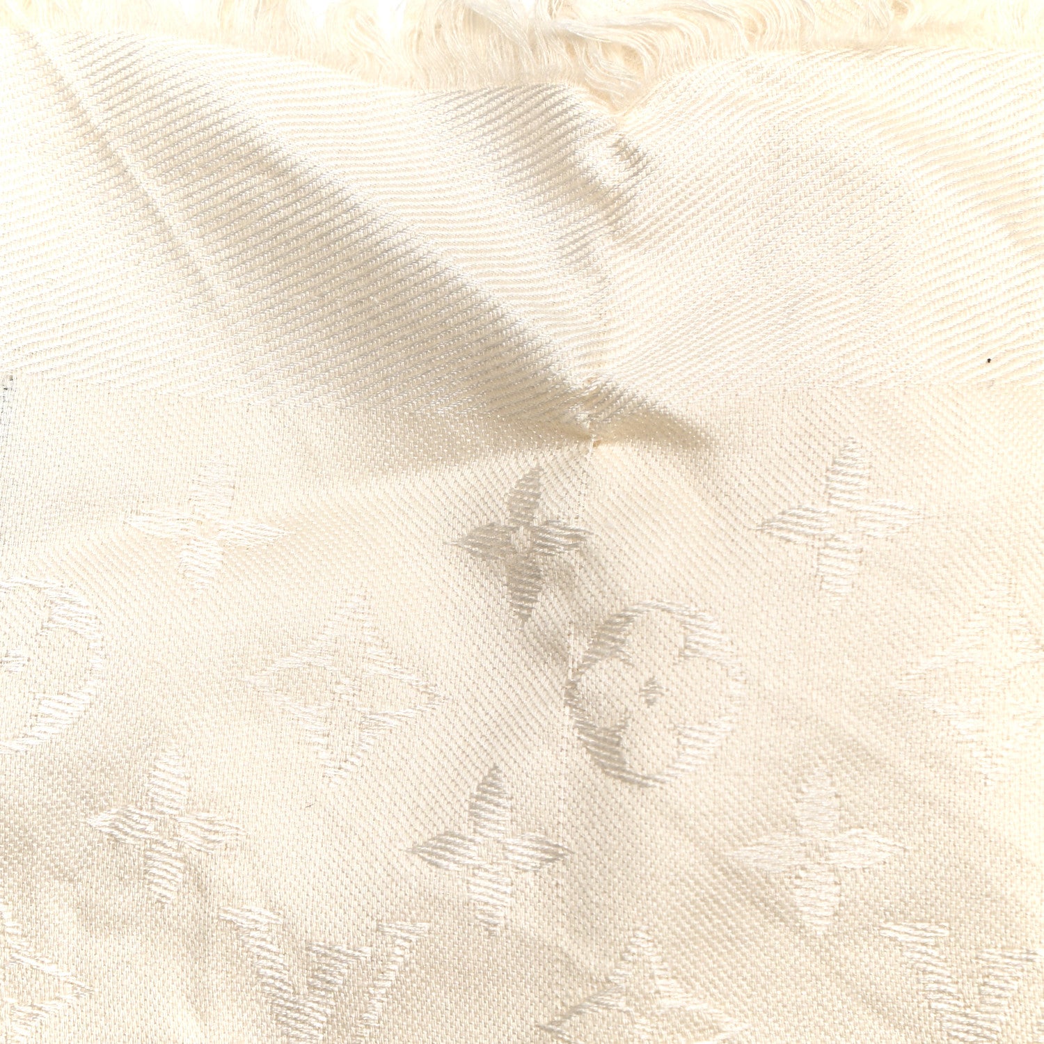 Louis Vuitton Silk Wool Monogram Shawl Beige 3 of 4