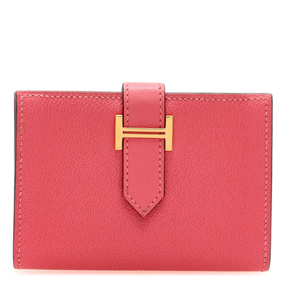 Hermes Chevre Mysore Mini Bearn Wallet Rose Lipstick 1 of 6