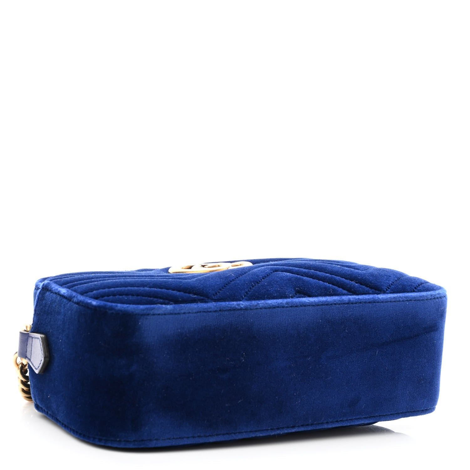 Gucci Velvet Matelasse Small GG Marmont Chain Shoulder Bag Cobalt 4 of 10