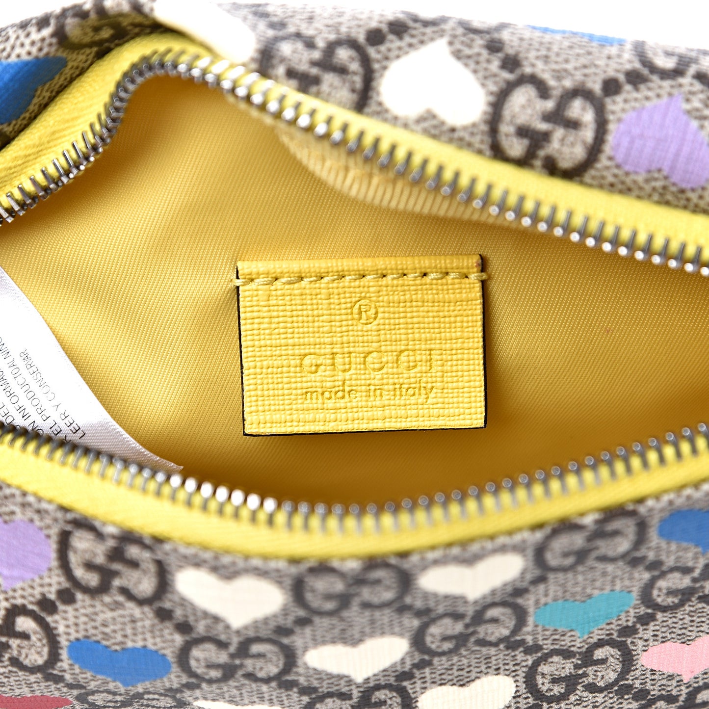 Soft GG Supreme Monogram Hearts Web Childrens Belt Bag Beige Ebony Multicolor Freesia