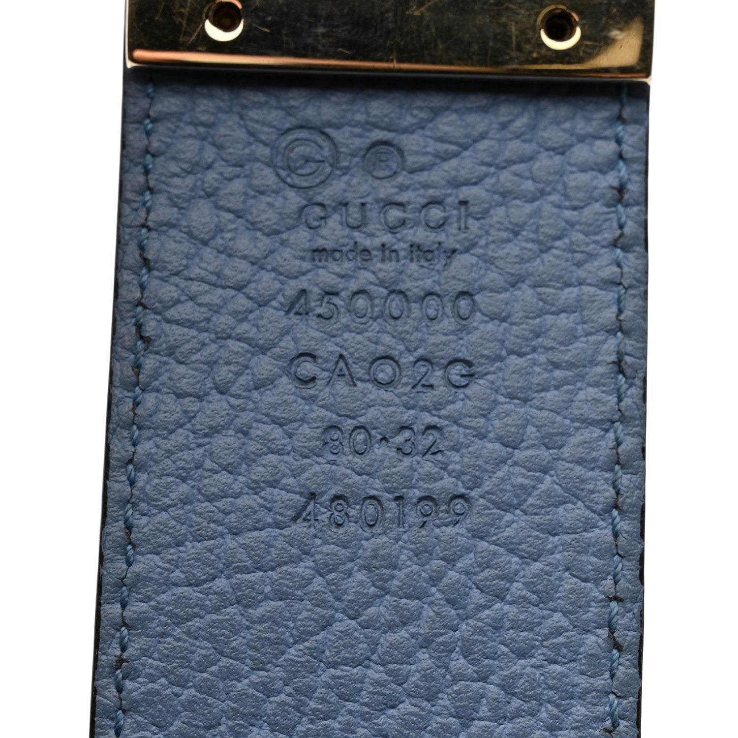 Gucci Dollar Calfskin 1973 Reversible Belt 80 32 Black Mineral Blue 7 of 7