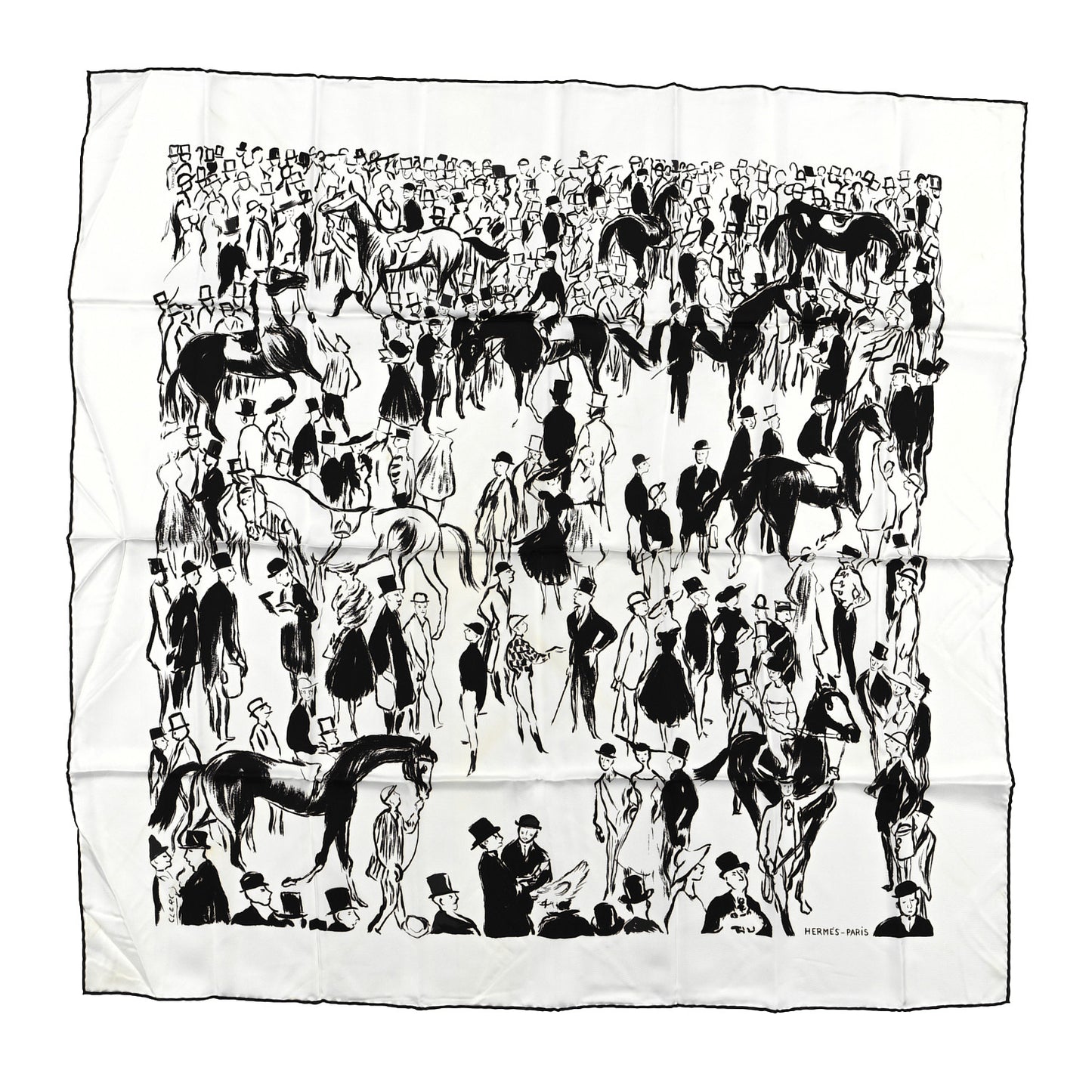Silk Paddock Scarf 90 White Black