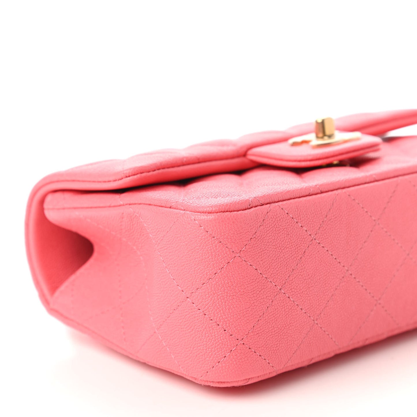 Caviar Quilted Mini Top Handle Rectangular Flap Pink