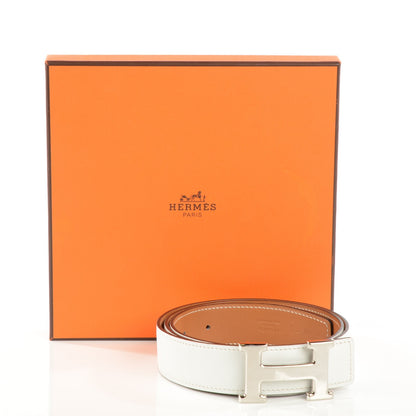 Hermes Epsom Chamonix 32mm H Belt 90 White Gold 8 of 8