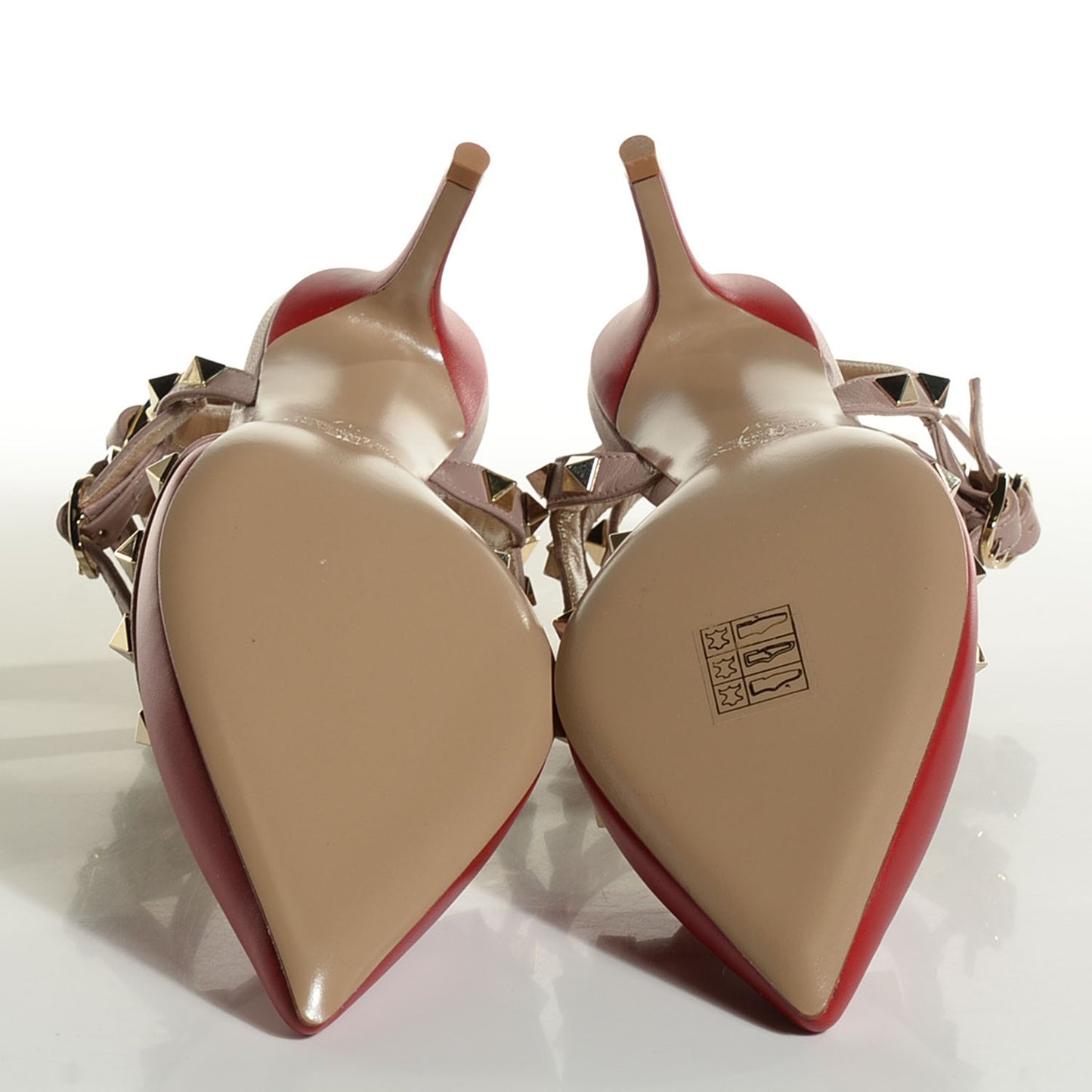Calfskin Nappa Rockstud Ankle Strap 65mm Pumps 37 Rosso Valentino Poudre