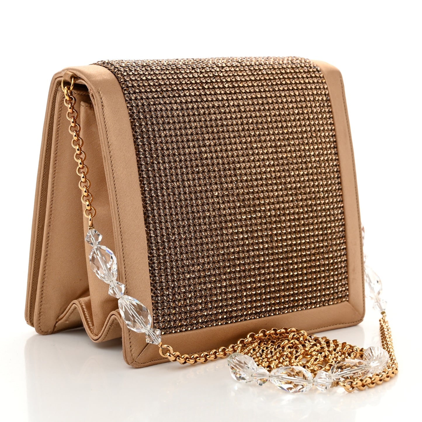 Crystal Satin Clutch Gold