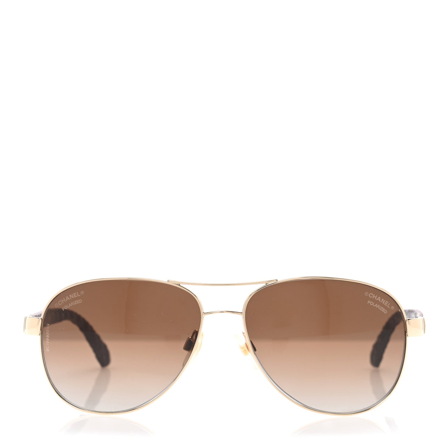 Lambskin Quilted CC Aviator Sunglasses 4195-Q Brown Gold