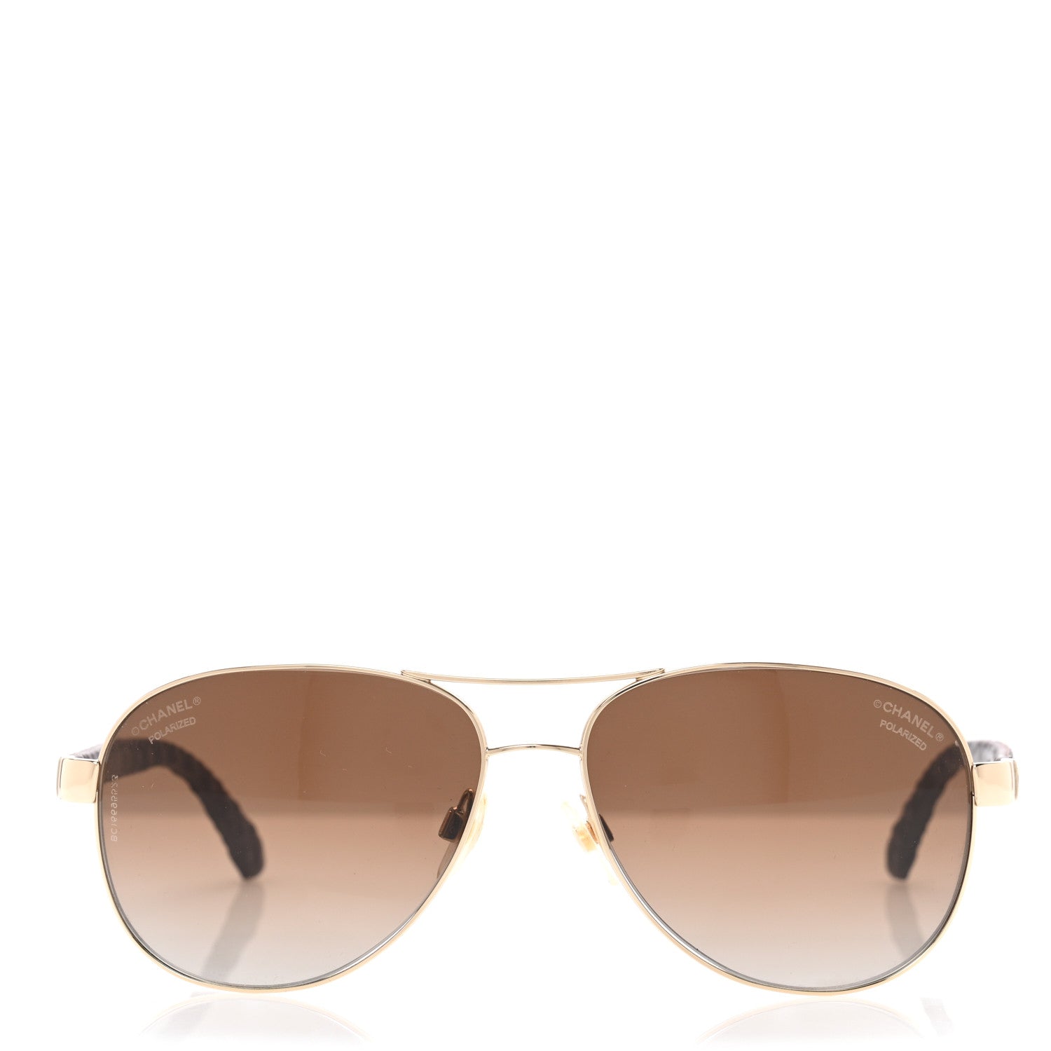 Chanel Lambskin Quilted CC Aviator Sunglasses 4195-Q Brown Gold 2 of 6
