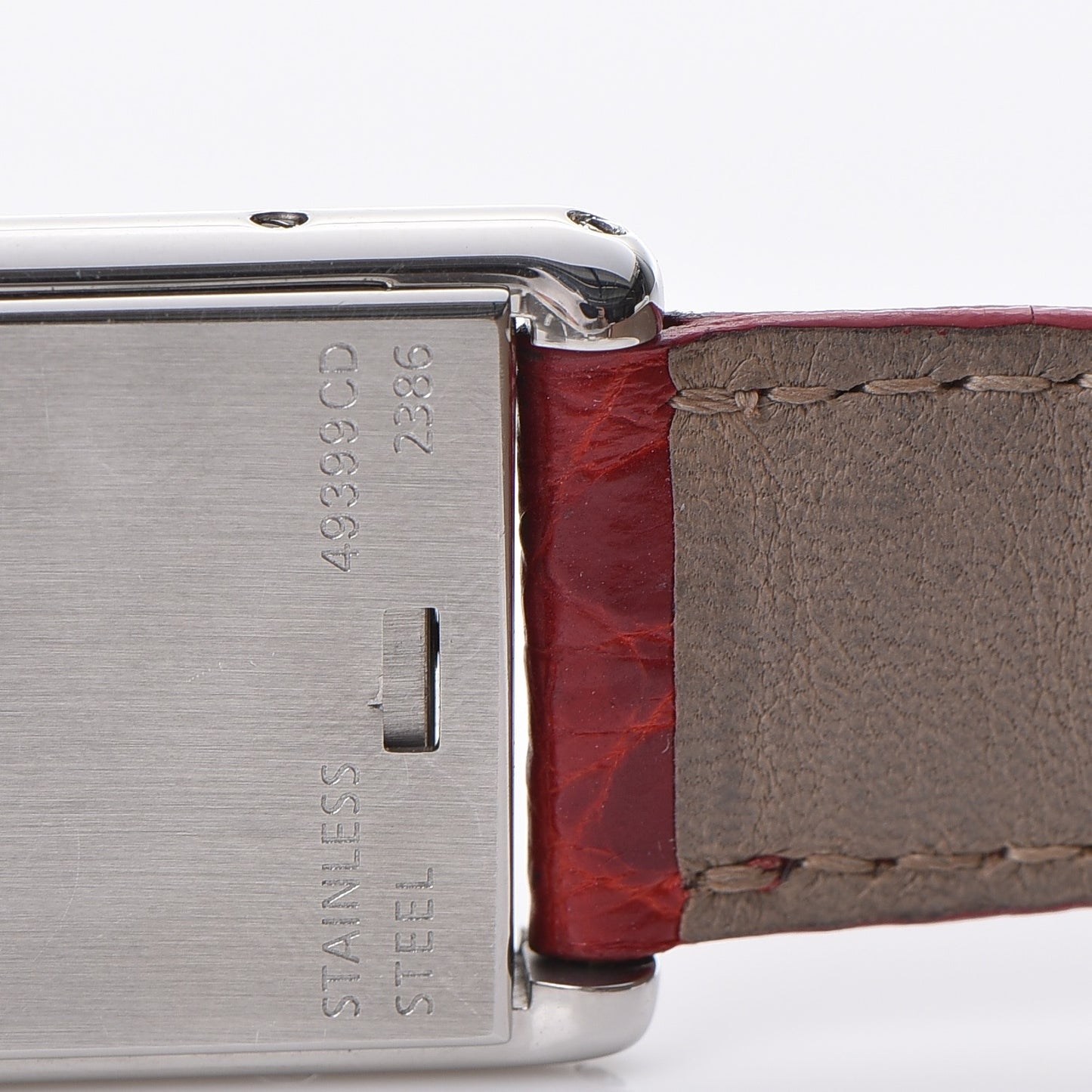 Stainless Steel Alligator 22mm Tank Basculante Quartz Watch Red