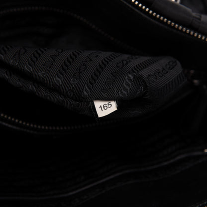 Prada Tessuto Nylon Nappa Braided Gaufre Shopping Satchel Black 9 of 10
