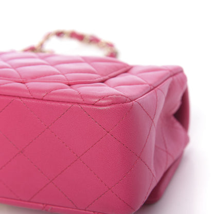 Chanel Lambskin Quilted Mini Rectangular Flap Dark Pink 19 of 19