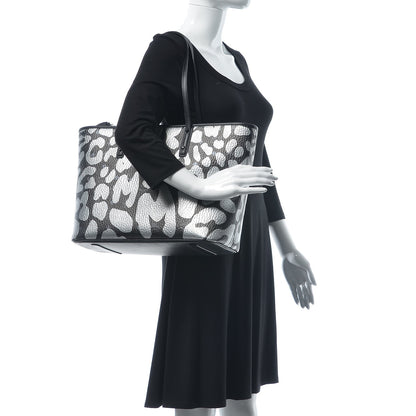 MCM Visetos Metallic Leopard Print Medium Anya Shopper Tote Black 2 of 10