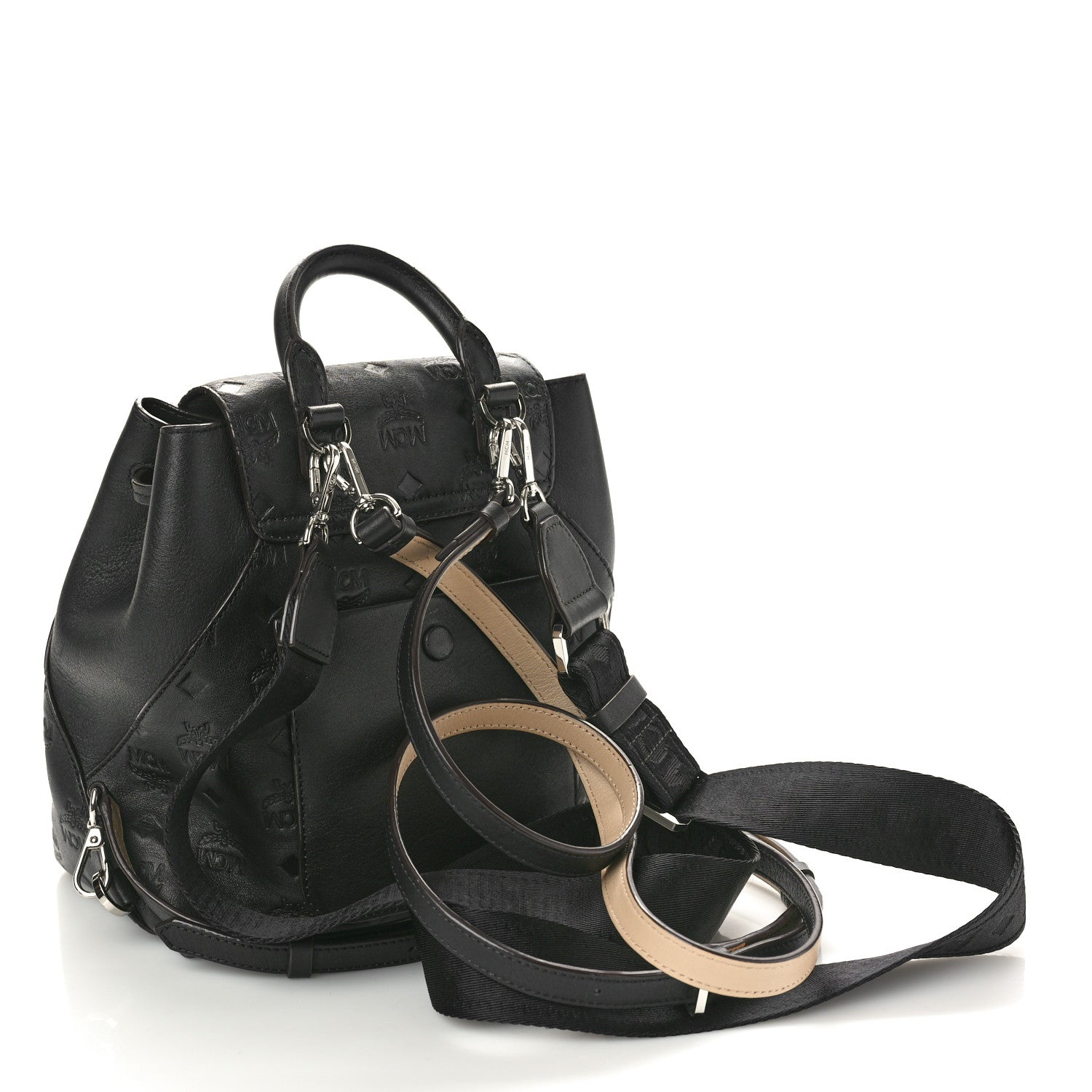 MCM Calfskin Ottomar Monogram Essential Backpack Black 3 of 10