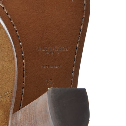 Saint Laurent Suede New Western 80 Fringe Ankle Boots 37 Tan 8 of 9
