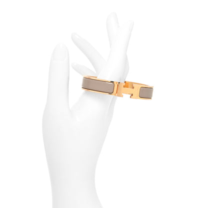Hermes Enamel Narrow Clic Clac H Bracelet PM Marron Glace 2 of 5