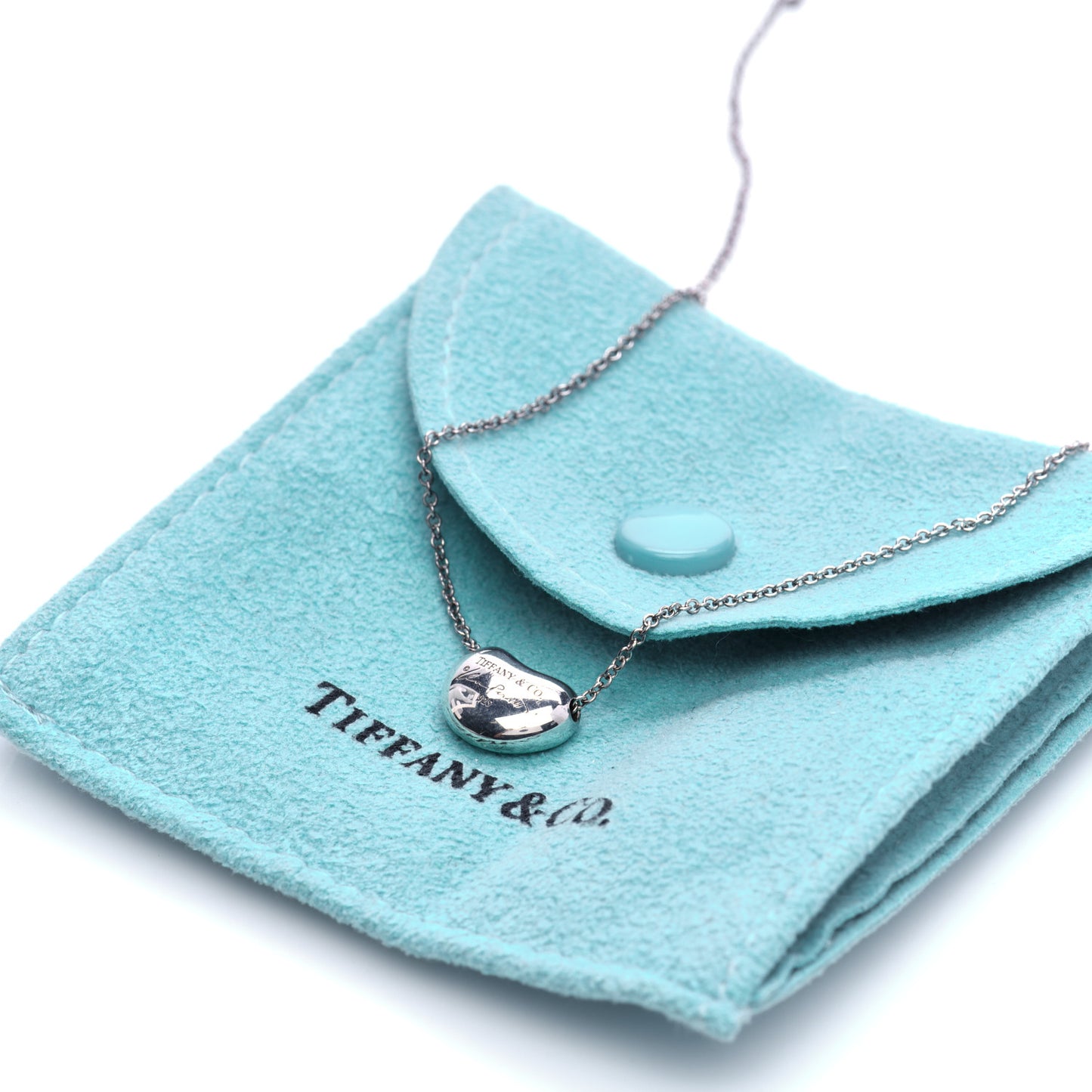 Sterling Silver 12mm Elsa Peretti Bean Pendant Necklace