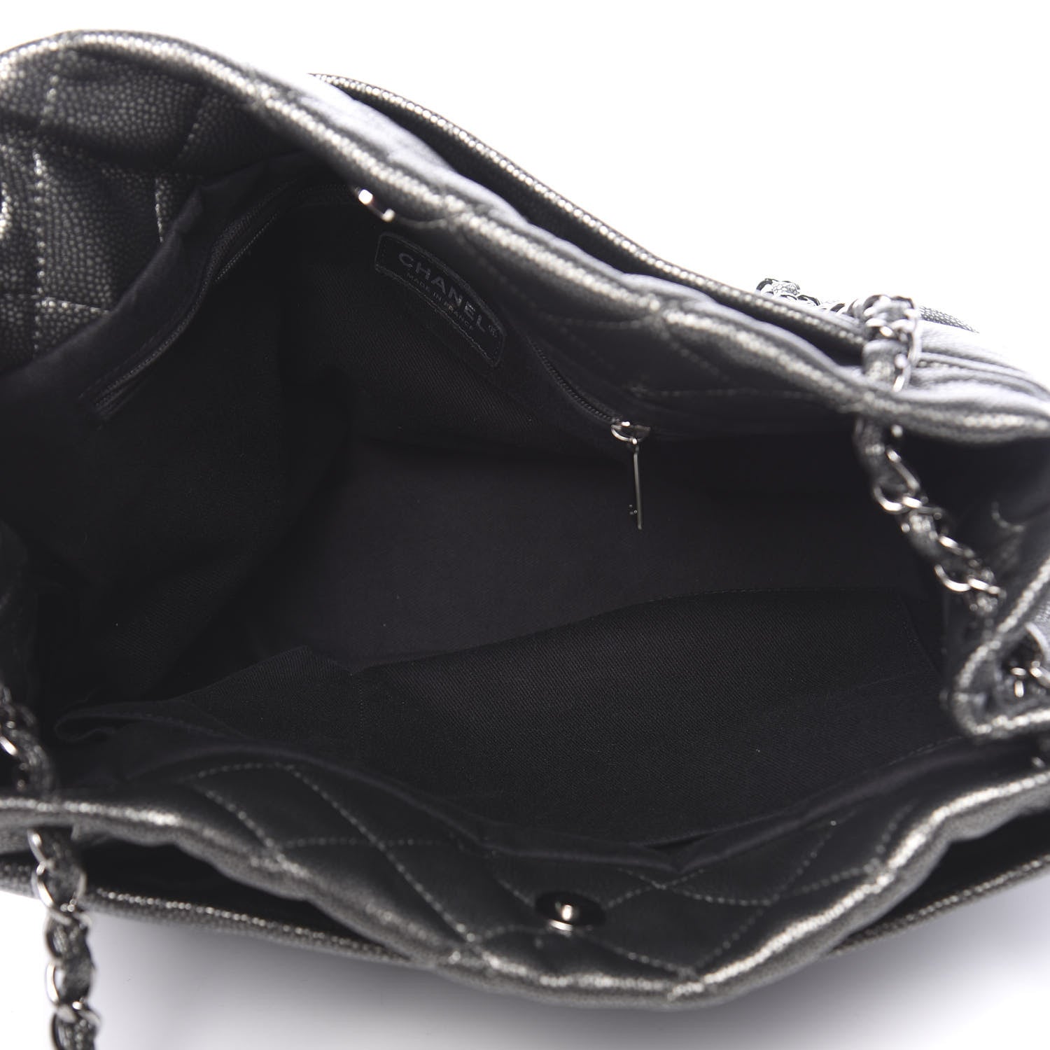 Chanel Metallic Caviar Quilted CC Timeless Tote Dark Silver 5 of 10
