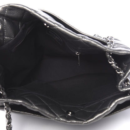 Chanel Metallic Caviar Quilted CC Timeless Tote Dark Silver 5 of 10