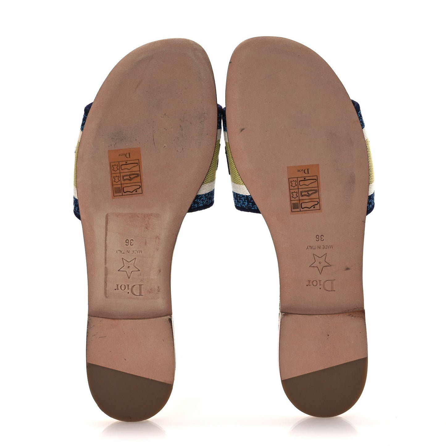 Canvas D-Constellation Embroidered Dway Flat Slide Sandals 36.5 White Multicolor