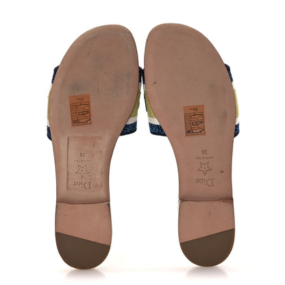 Christian Dior Canvas D-Constellation Embroidered Dway Flat Slide Sandals 36.5 White Multicolor 7 of 11