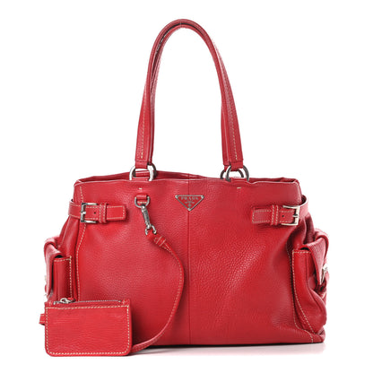 Prada Vitello Daino Buckle Shoulder Bag Rosso 1 of 17