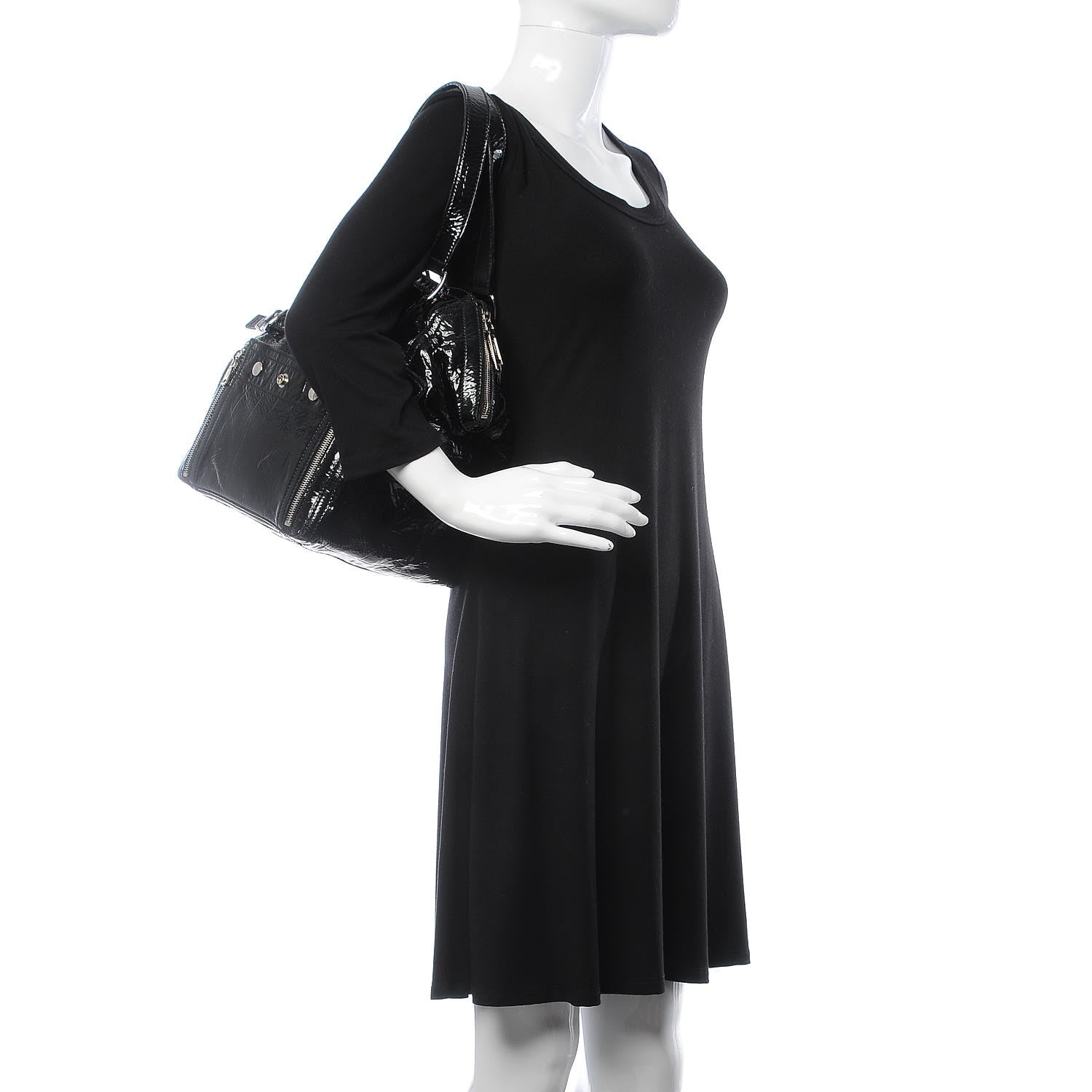 Saint Laurent Patent Crocodile Embossed Small Downtown Tote Black 2 of 11