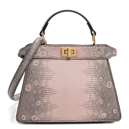 Fendi Lizard Togo Lucido Petite Peekaboo I SEE U Satchel Soft Berry 1 of 9