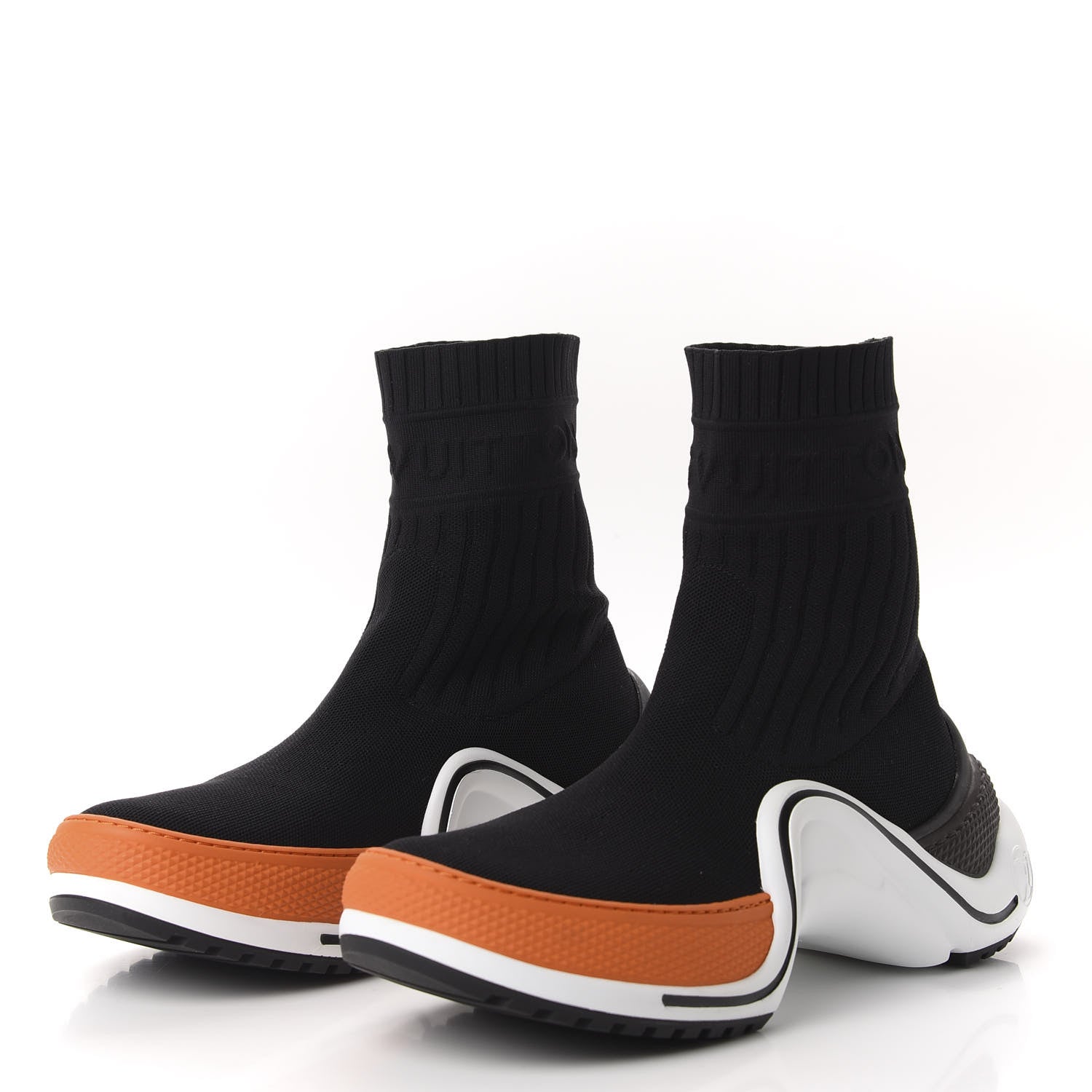 Louis Vuitton Stretch Textile LV Archlight Sneaker Boots 39.5 Black Orange 3 of 9