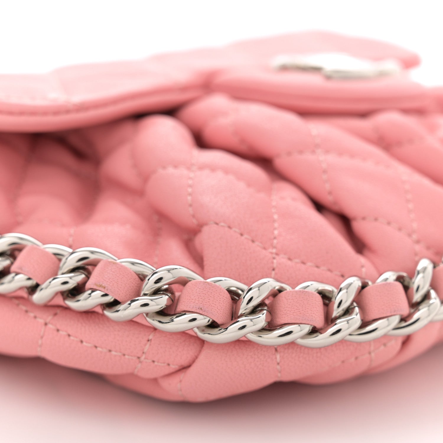 Chanel Washed Lambskin Quilted Mini Chain Around Messenger Pink 9 of 14