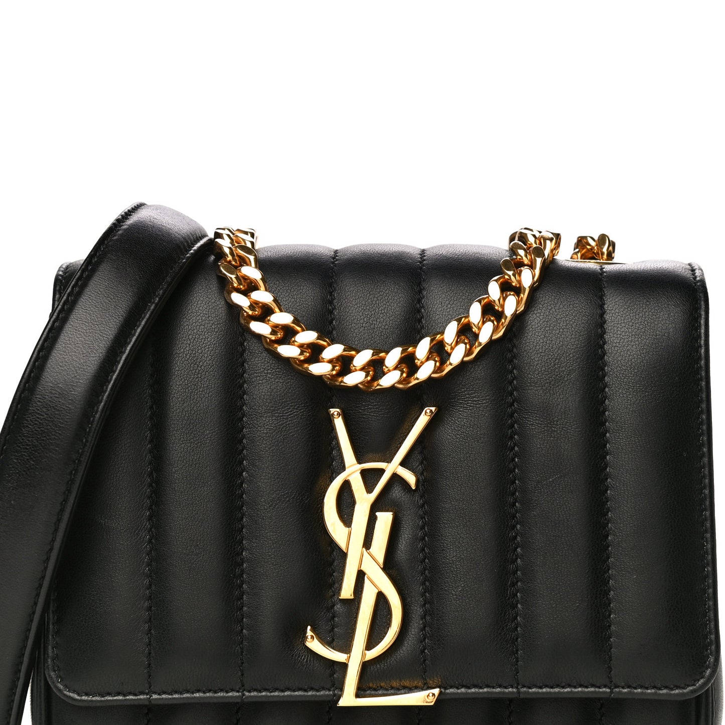 Lambskin Matelasse Monogram Small Vicky Chain Bag Black
