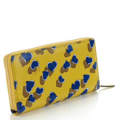 Gucci Calfskin Heartbeat Print Zip Around Wallet Yellow 2 of 6