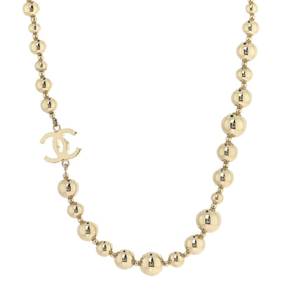 Chanel Metal Bead CC Necklace Gold 1 of 7