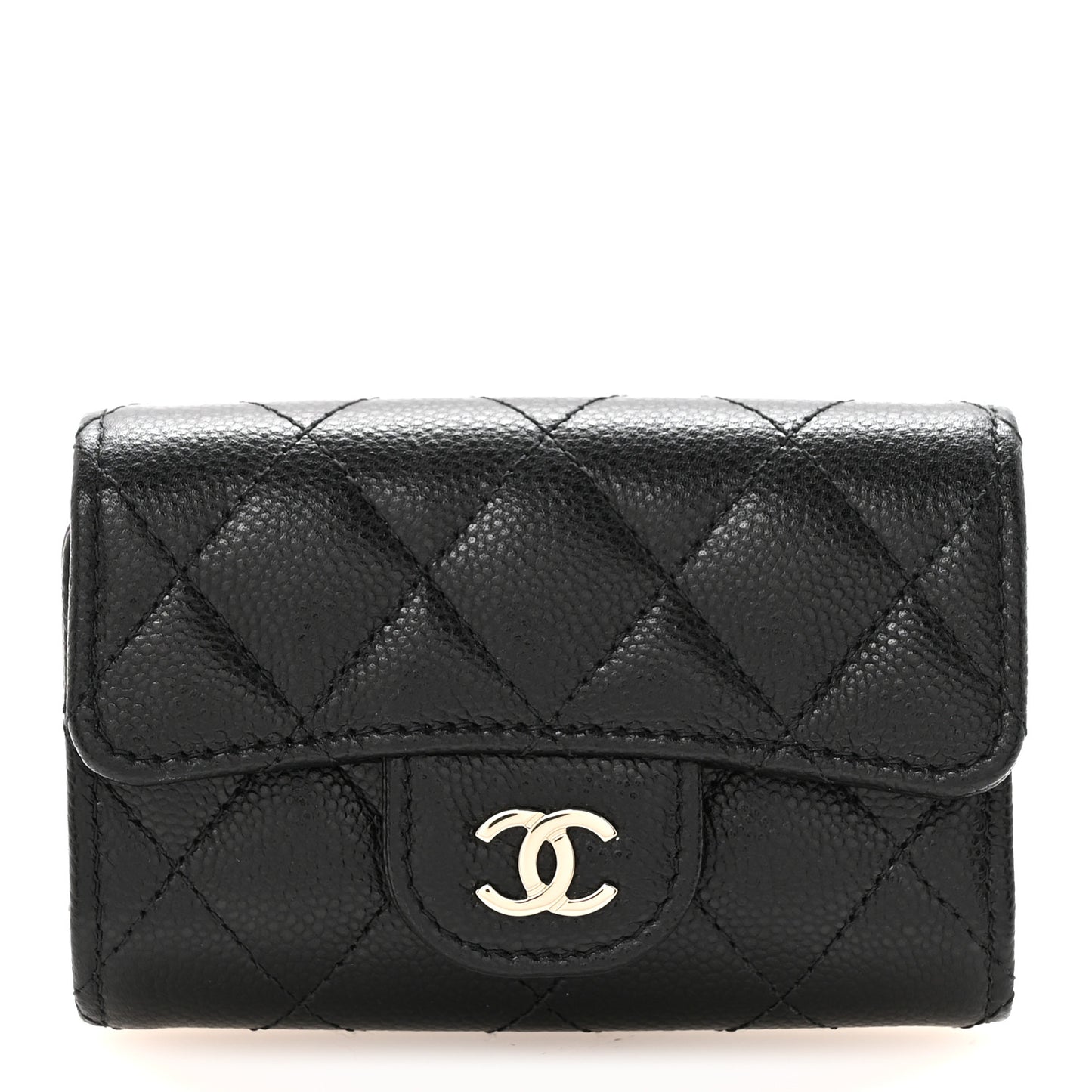 Caviar Quilted Classic 4 Key Holder Wallet Black
