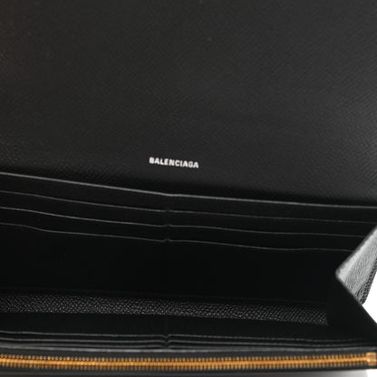Balenciaga Grained Calfskin Logo Cash Thin Money Wallet Black White 5 of 10