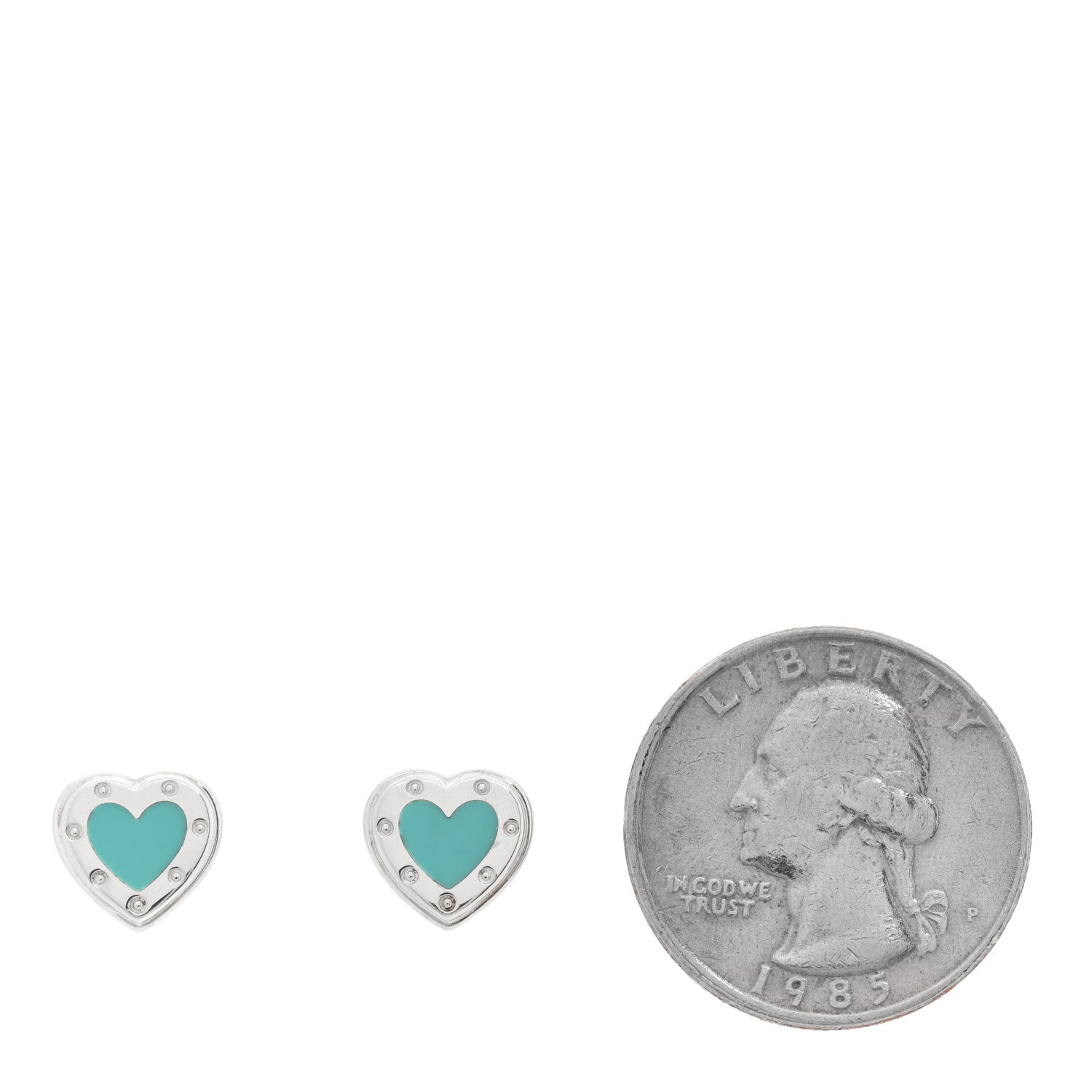 Tiffany Sterling Silver Enamel Mini Return to Tiffany Love Heart Earrings Blue 2 of 5