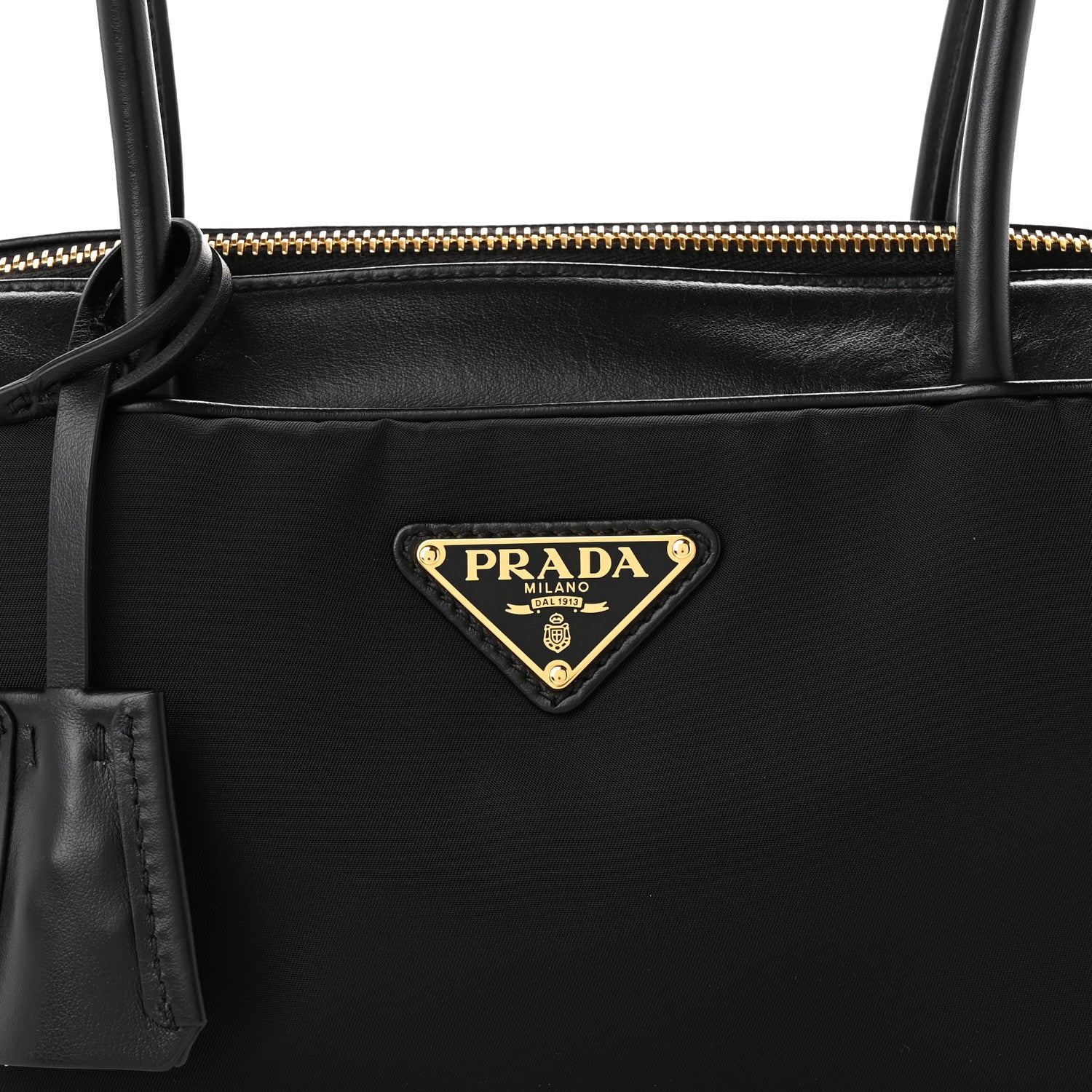 Prada Re-Nylon Vitello Small Top Handle Padlock Bag Black 7 of 9