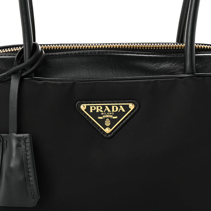 Prada Re-Nylon Vitello Small Top Handle Padlock Bag Black 7 of 9